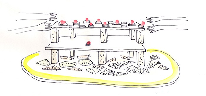 croquis buffet à étages