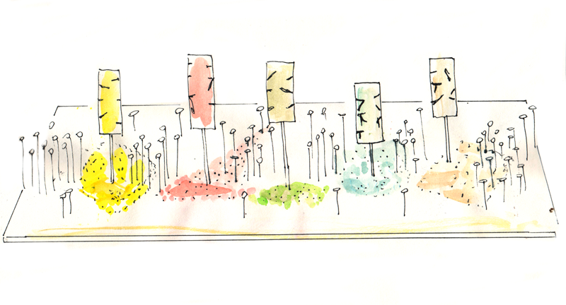 croquis de la table à épices